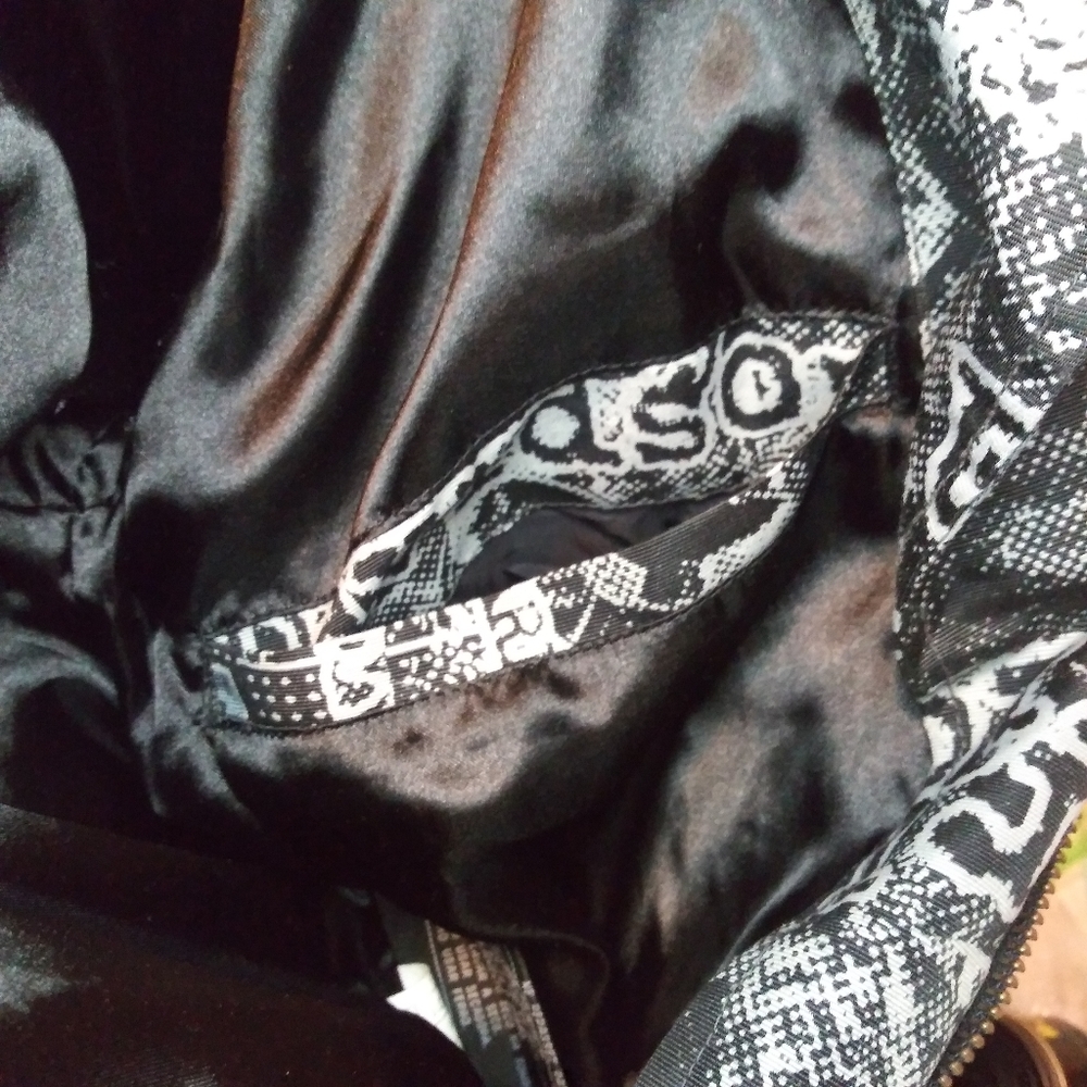 Harley-Davidson News Print Patterned Black & Gray Moto Jacket - Picture 15 of 16